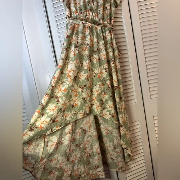 Magnolia Green Floral High Low Dress - Picture 3 of 6